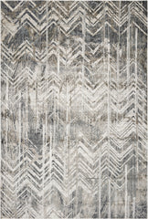 8'x11' Grey Machine Woven Distressed Chevron Indoor Area Rug