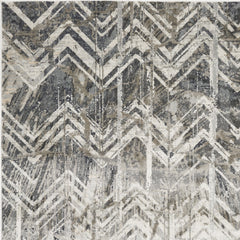 8'x11' Grey Machine Woven Distressed Chevron Indoor Area Rug