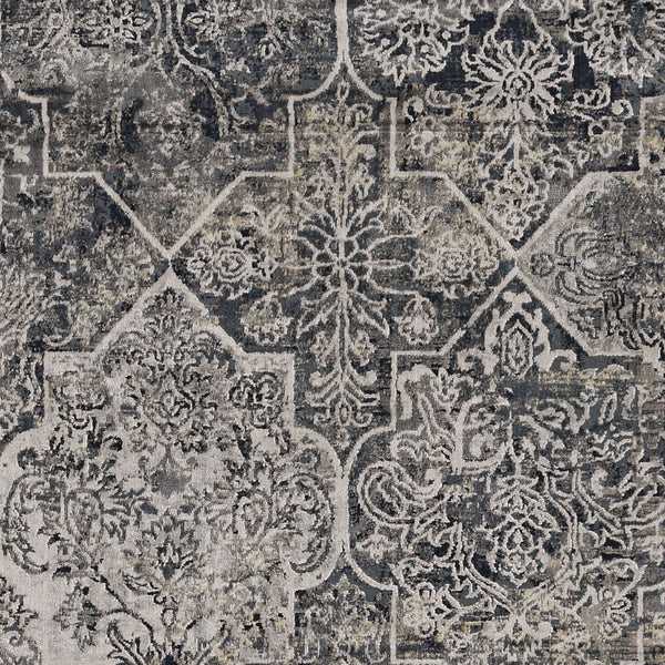 8'x11' Grey Machine Woven Traditional Quatrefoil Indoor Area Rug