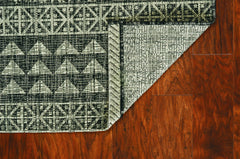 8'x11' Charcoal Machine Woven UV Treated Tribal Indoor Outdoor Area Rug