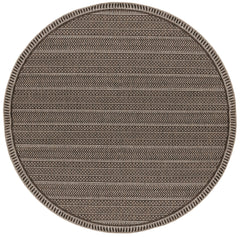 8' Round Mocha Geometric Pattern Indoor Outdoor Area Rug