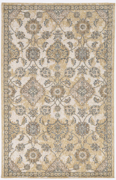 2' x 3' Ivory Sand Vintage Wool Accent Rug