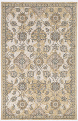 3'x5' Ivory Sand Machine Woven Bordered Floral Vines Indoor Area Rug