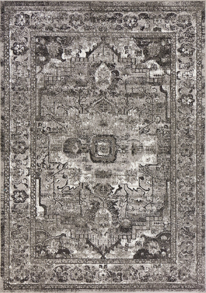 5' x 8' Grey Vintage Bordered Rug