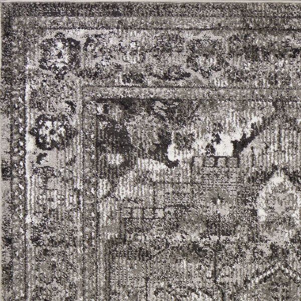 9'x13' Grey Machine Woven Traditional Medallion Indoor Area Rug