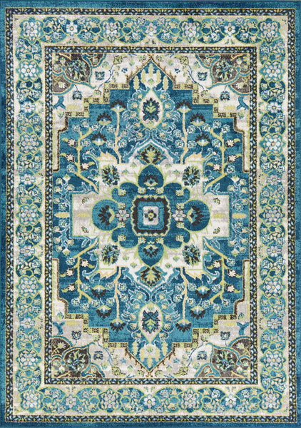 5'x8' Teal Machine Woven Polypropylene Area Rug