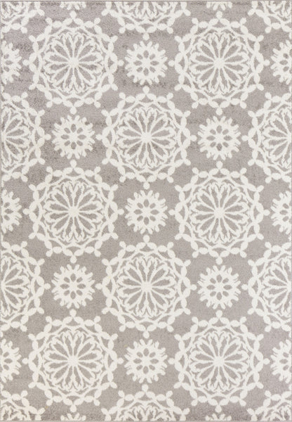 8' x 11' Grey or Ivory Floral Pattern Indoor Area Rug