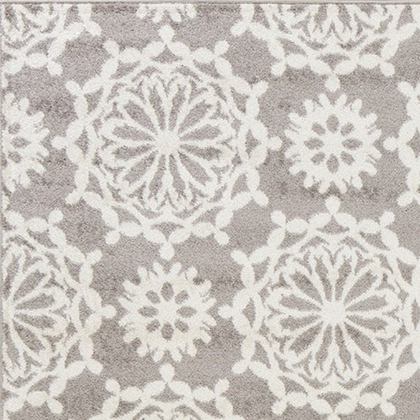 8' x 11' Grey or Ivory Floral Pattern Indoor Area Rug