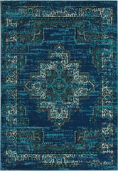 5'x8' Teal Medallion Machine Woven Area Rug
