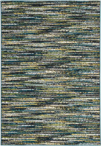 7' Grey Teal Machine Woven Solid Striation Indoor Runner Rug