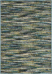 7' Grey Teal Machine Woven Solid Striation Indoor Runner Rug