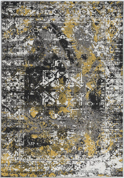 8'x11' Grey Machine Woven Vintage Medallion Indoor Area Rug