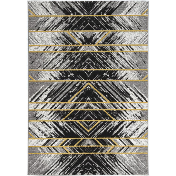 8' x 11' Grey Geometric Lines Area Rug
