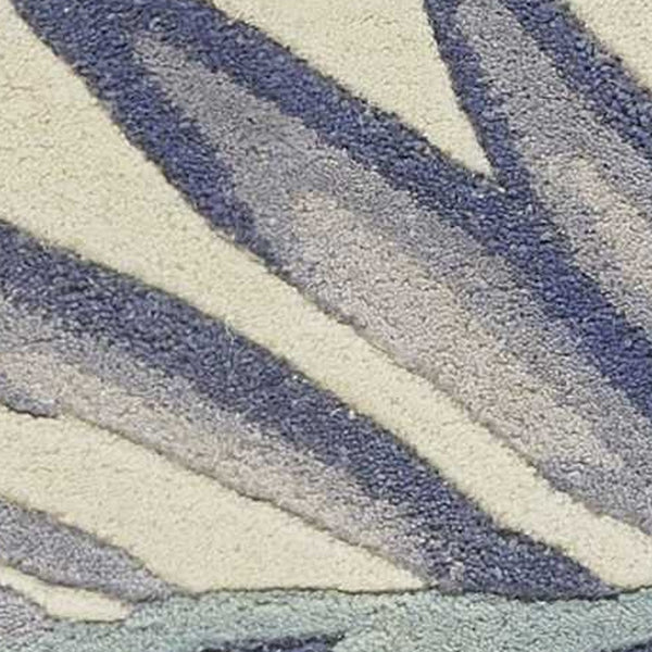 2' x 10' Pastel Tropical Leaves Wool Indoor Runner Rug