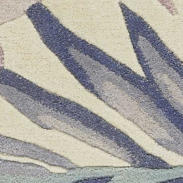 2' x 10' Pastel Tropical Leaves Wool Indoor Runner Rug