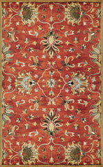 7' Sienna Orange Hand Tufted Wool Traditional Floral Indoor Runner Rug