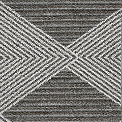 7' x 9' Grey or Ivory Geometric Diamonds Indoor Outdoor Area Rug