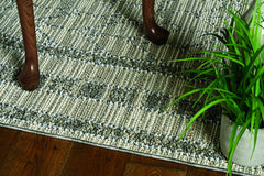 4'x6' Grey Machine Woven UV Treated Bordered Chevron Indoor Outdoor Area Rug