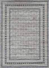 8'x10' Grey Machine Woven UV Treated Bordered Indoor Outdoor Area Rug