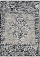 8' Sand Charcoal Machine Woven Diamond Medallion Indoor Runner Rug