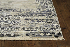 4'x6' Sand Charcoal Machine Woven Distressed Vintage Traditional Indoor Area Rug