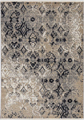 5'x8' Ivory Beige Machine Woven Distressed Traditional Indoor Area Rug