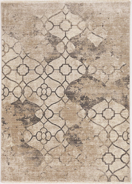 8'x10' Ivory Machine Woven Ogee Indoor Area Rug