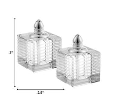 Hand Made Crystal Silver Pair of Salt and Pepper Shakers