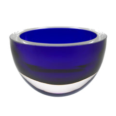 6 Mouth Blown European Made Lead Free Cobalt Blue Crystal Bowl