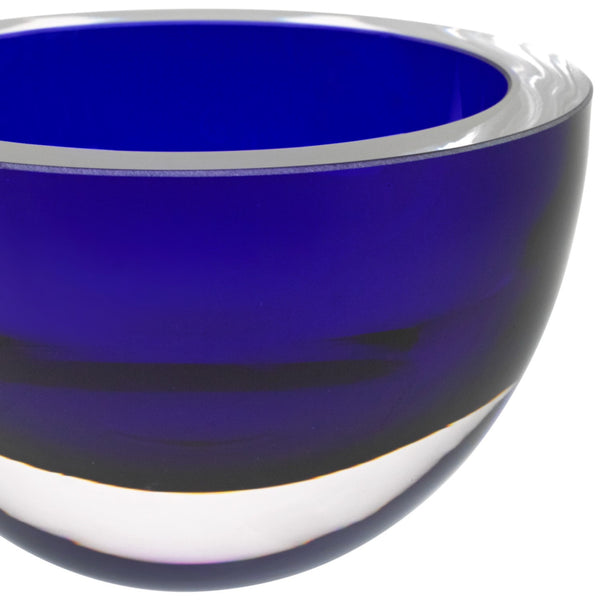 6 Mouth Blown European Made Lead Free Cobalt Blue Crystal Bowl