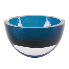 6 Mouth Blown European Made Lead Free Peacock Blue Crystal Bowl