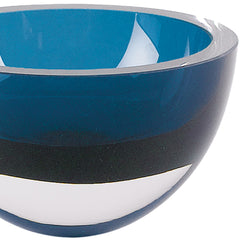 6 Mouth Blown European Made Lead Free Peacock Blue Crystal Bowl