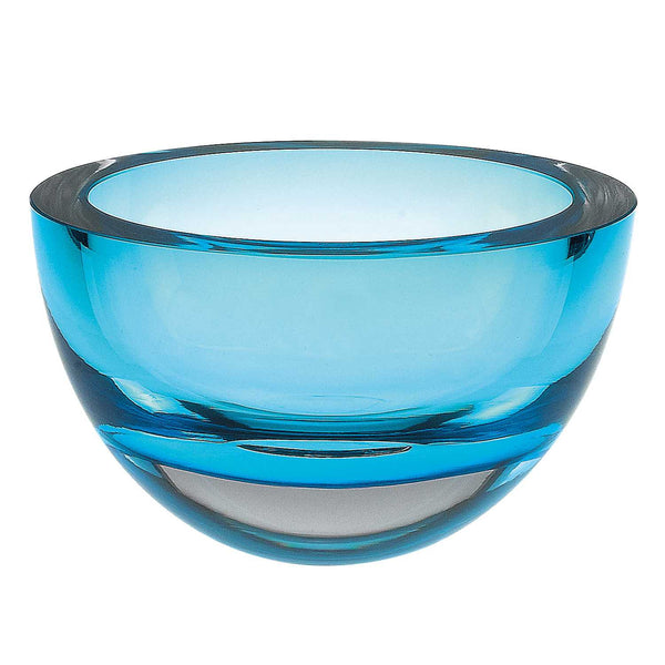 6 Mouth Blown European Made Lead Free Aqua Blue Crystal Bowl