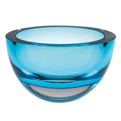 6 Mouth Blown European Made Lead Free Aqua Blue Crystal Bowl