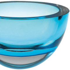 6 Mouth Blown European Made Lead Free Aqua Blue Crystal Bowl