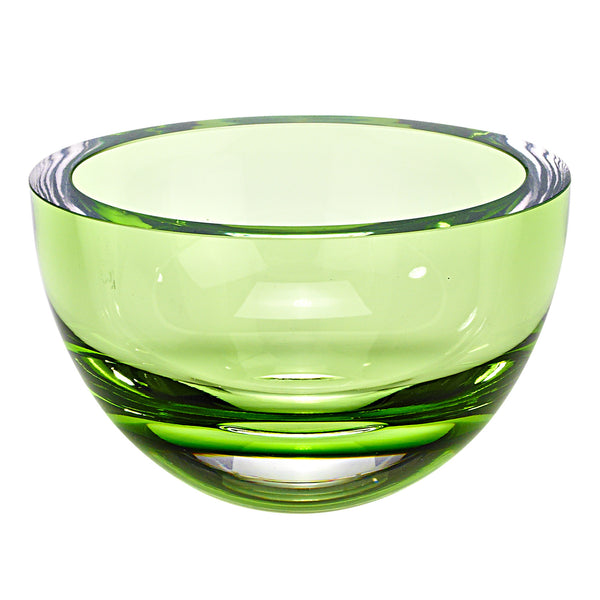 6 Mouth Blown Crystal European Made Lead Free Spring Green Bowl