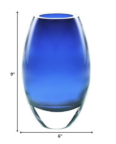9 Mouth Blown Crystal European Made Midnight Blue Crystal Vase