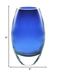 9 Mouth Blown Crystal European Made Midnight Blue Crystal Vase