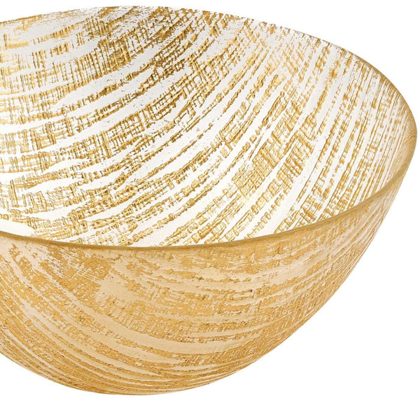 8 Hand Crafted Glass Gold Accent Salad or Serving Bowl