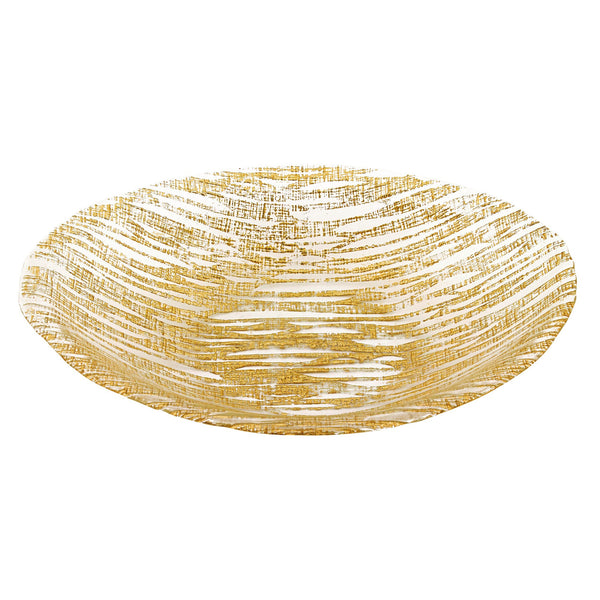 9 Hand Crafted Glass Oval Gold Salad or Centerpiece Bowl