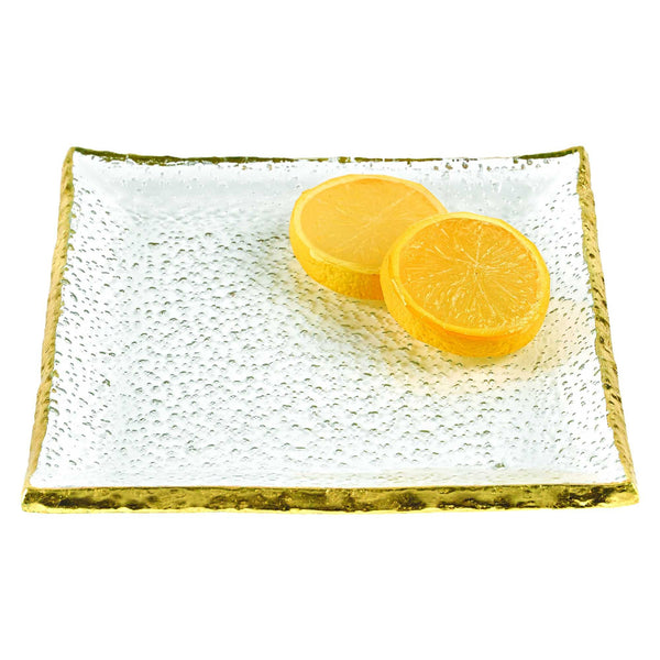 7 Glass Set of 4 Square Edge Gold Plates