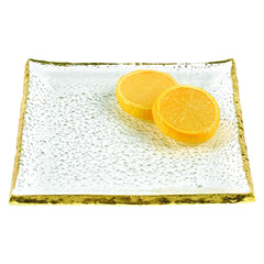 7 Glass Set of 4 Square Edge Gold Plates