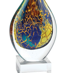 12 MultiColor Art Glass Teardrop on Crystal Base