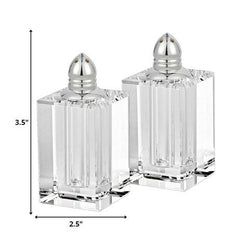 Handcrafted Optical Crystal and Silver Large Size Salt and Pepper Shakers