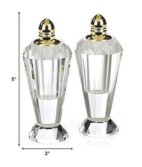 Handcrafted Optical Crystal and Gold Pair of Salt and Pepper Shakers