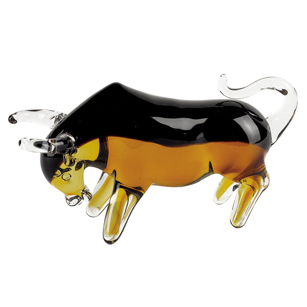 4 Amber Glass Art Bull