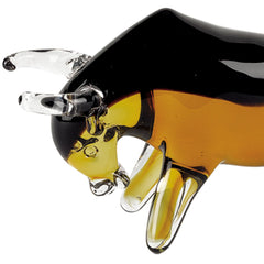 4 Amber Glass Art Bull