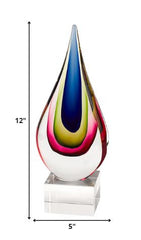 11 Mouth Blown Teardrop Centerpiece on Crystal Base