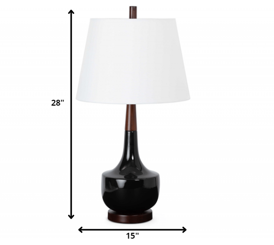 Set of 2 Black Ceramic Wood Retro Table Lamp
