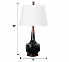Set of 2 Black Ceramic Wood Retro Table Lamp